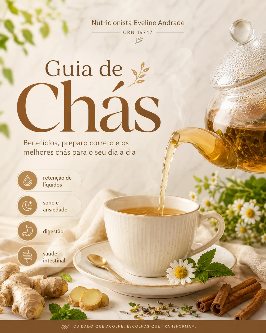 Capa do e-book Guia de Chás, de Eveline Andrade